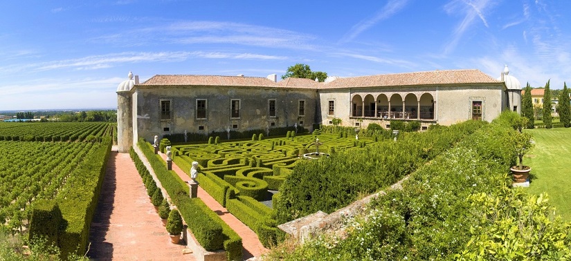 Palácio da Bacalhôa Renaissance manor with boxwood labyrinth gardens