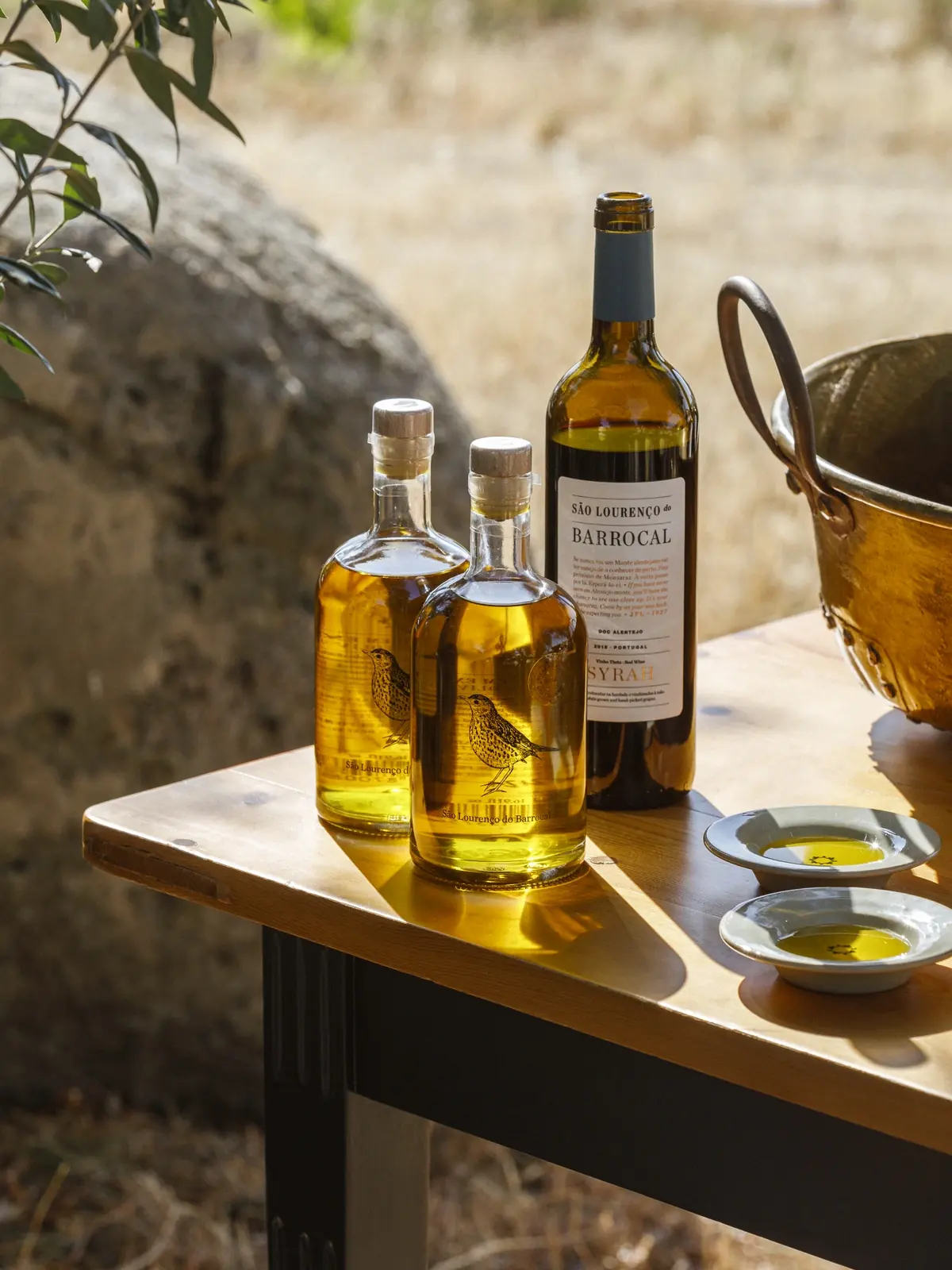 Olive-oil tasting from estate production at São Lourenço do Barrocal, Alentejo
