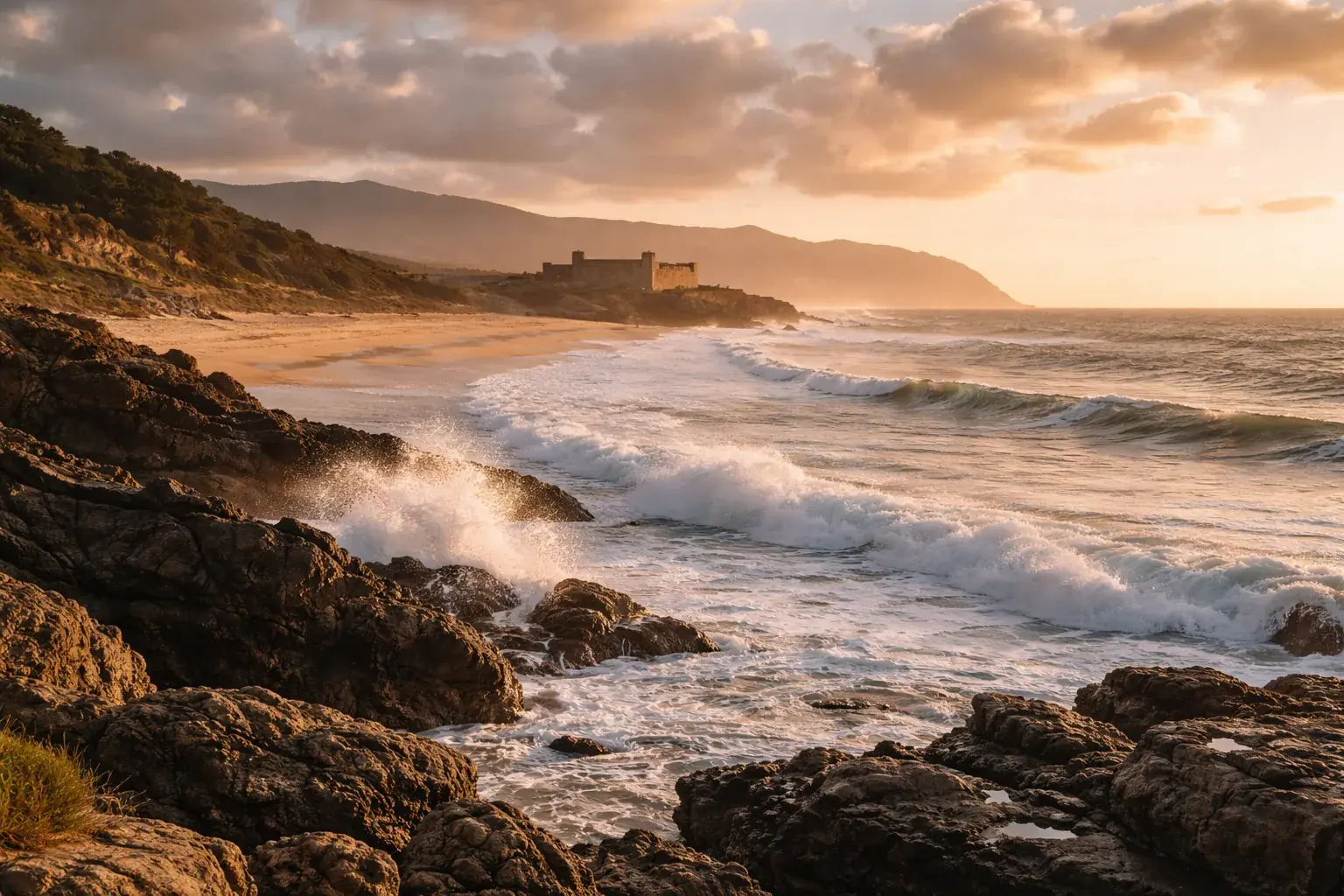 Guincho coastline at sunset