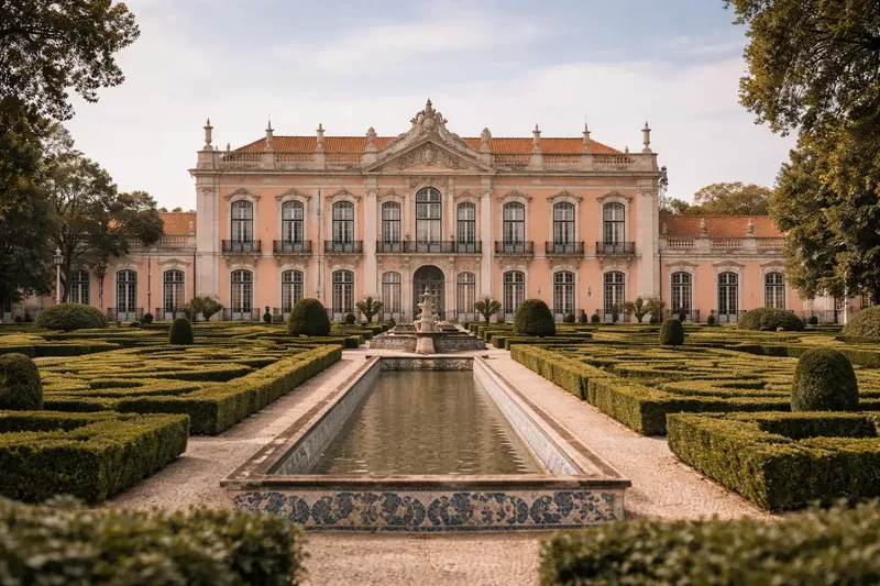 Palácio de Queluz — Rococo facade with formal French gardens