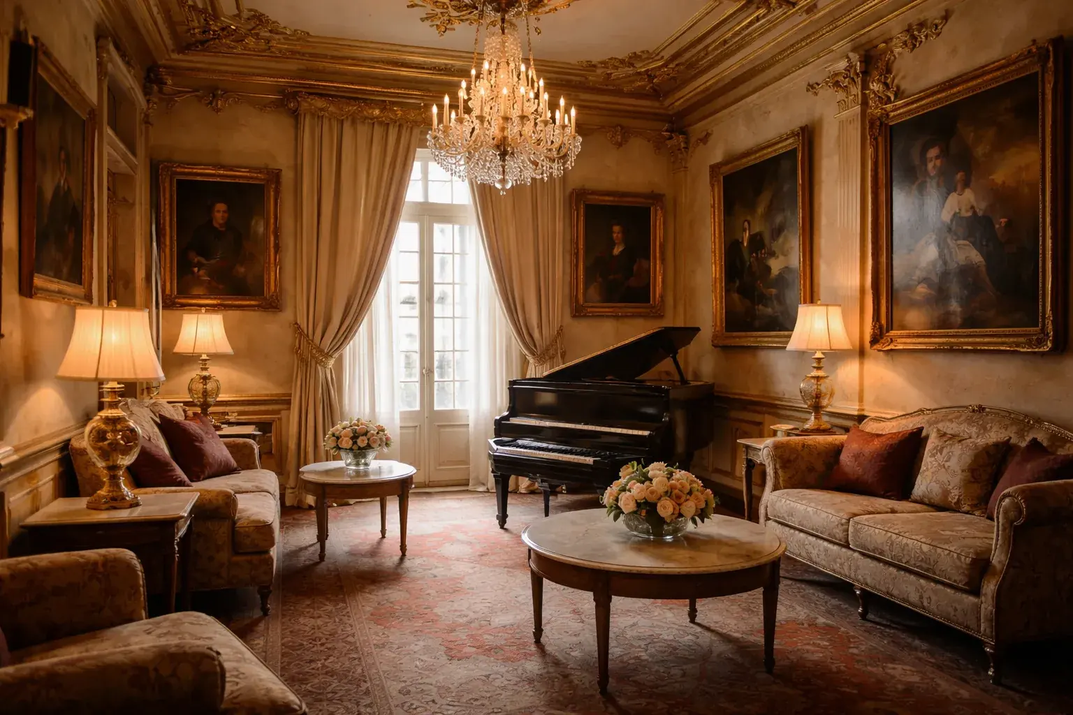 Interior de um salão nobre do Pestana Palace