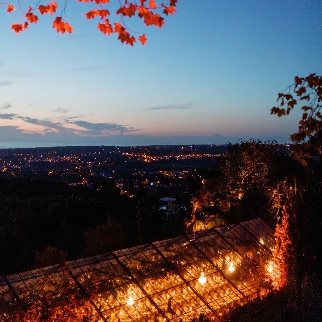 Panorama Terrace at Quinta da Bella Vista by night, a candle-lit dinner with the Sintra valley view