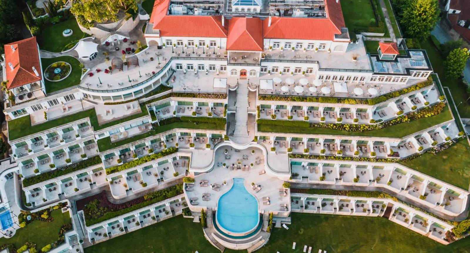 The Yeatman wine hotel above the Douro, its terraced gardens facing Porto's Ribeira in Vila Nova de Gaia, Porto