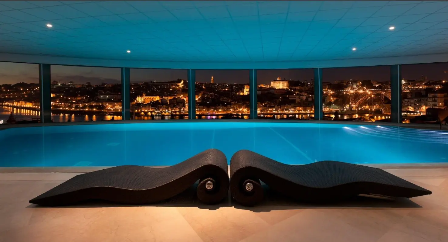 The Yeatman Vinotherapy Wine Spa with indoor pool, used for a pre-wedding spa morning at the wine hotel in Vila Nova de Gaia, Porto